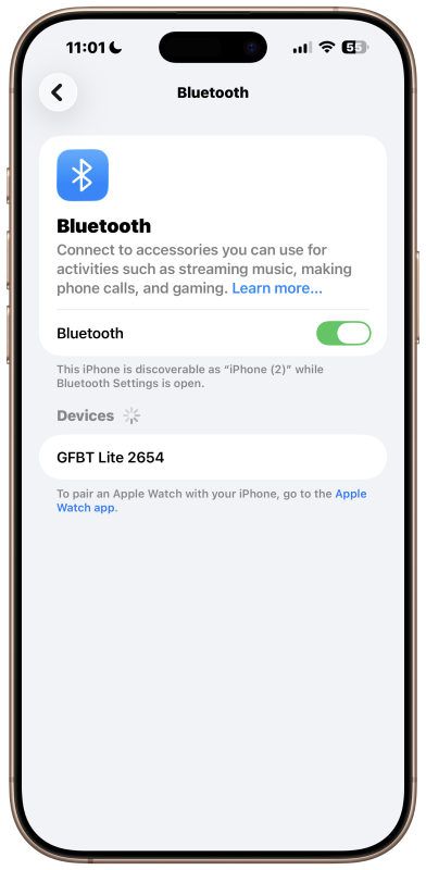 Come collegare GFBT Lite all’iPhone 1 1 framed